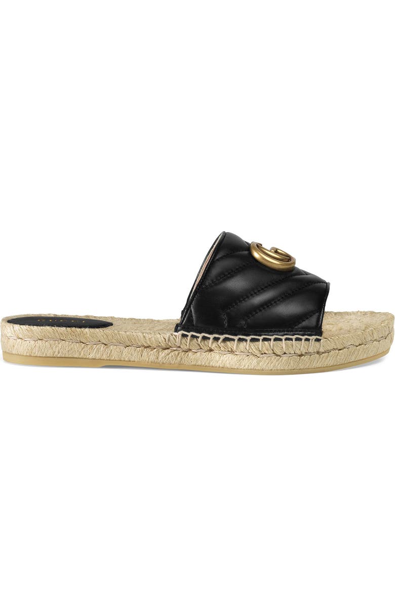 Gucci Pilar GG Matelassé Espadrille Slide Sandal, Alternate, color,