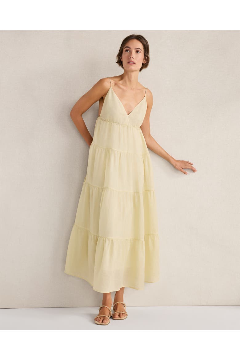 Ramie Blend Tiered Maxi Dress, Main, color, Celery Leaf