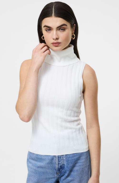 French Connection Rib Turtleneck Sleeveless Sweater In White