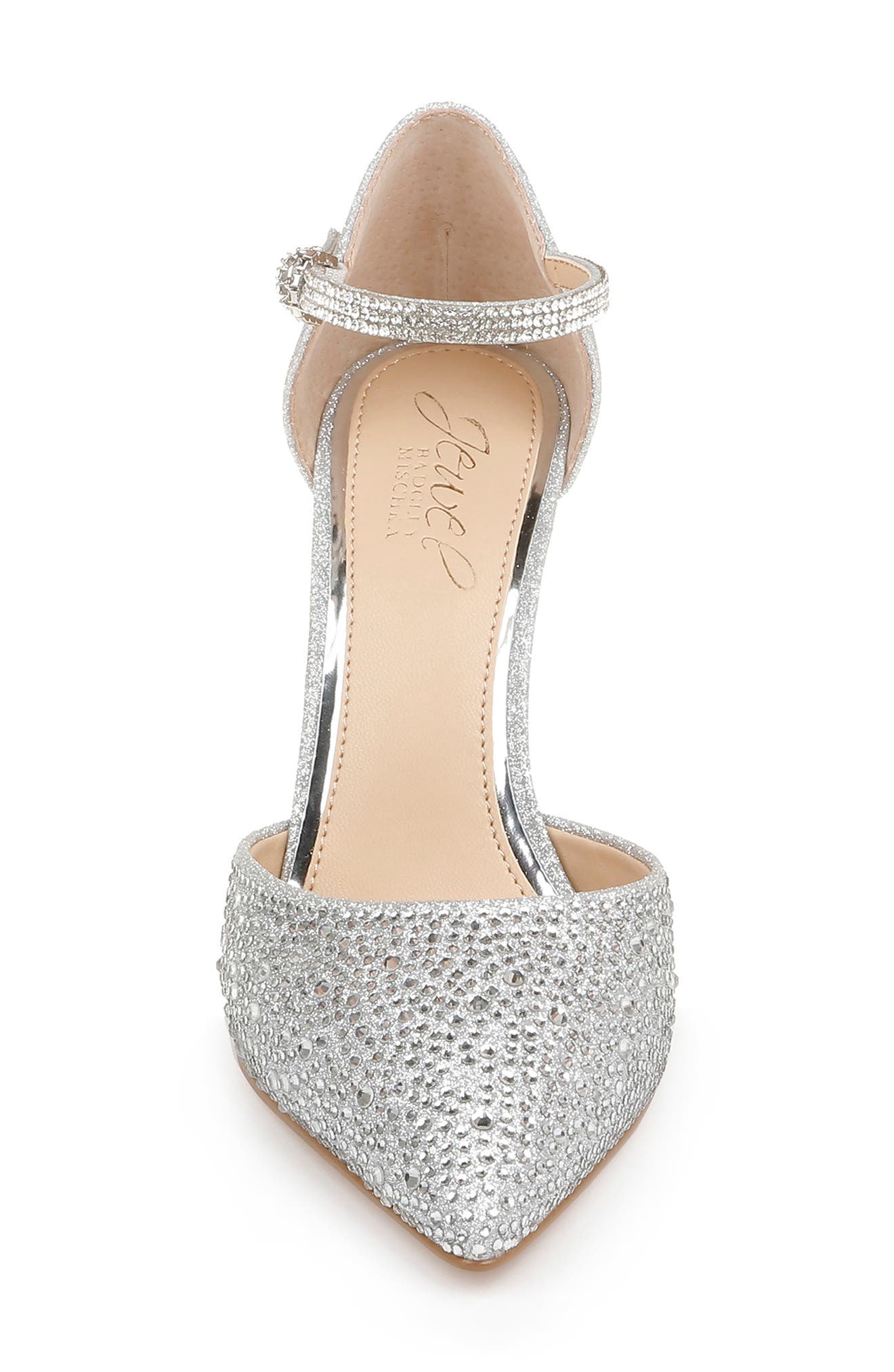 Jewel Badgley Mischka Jailene Ankle Strap Pump, Alternate, color, Silver Glitter