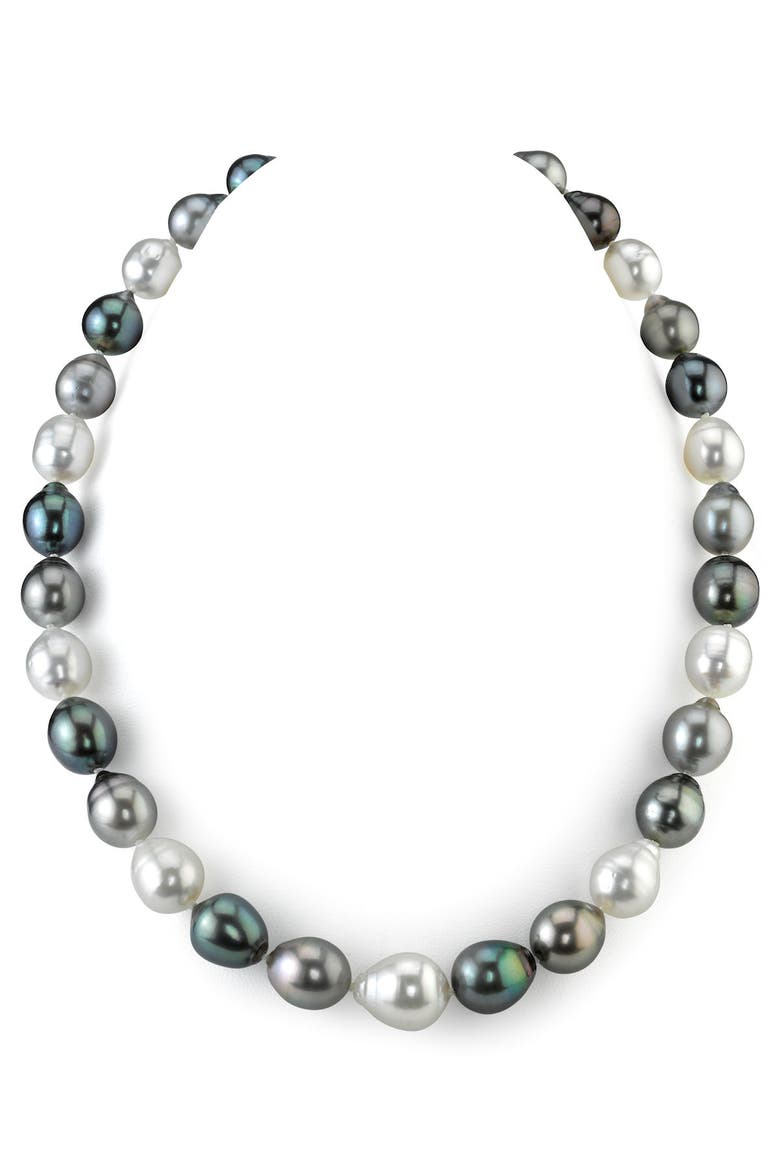 9-12mm Tahitian & White South Sea Multicolor Baroque Pearl Necklace, Main, color, Yellow Gold Clasp