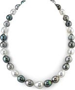 The Pearl Source 9-12mm Tahitian & White South Sea Multicolor Baroque Pearl Necklace