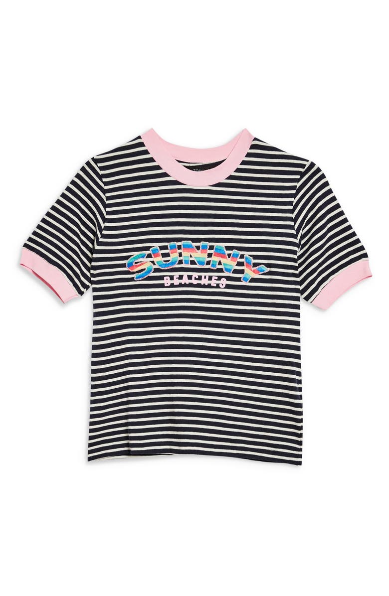 Topshop Sunny Beaches Stripe Tee, Alternate, color, 