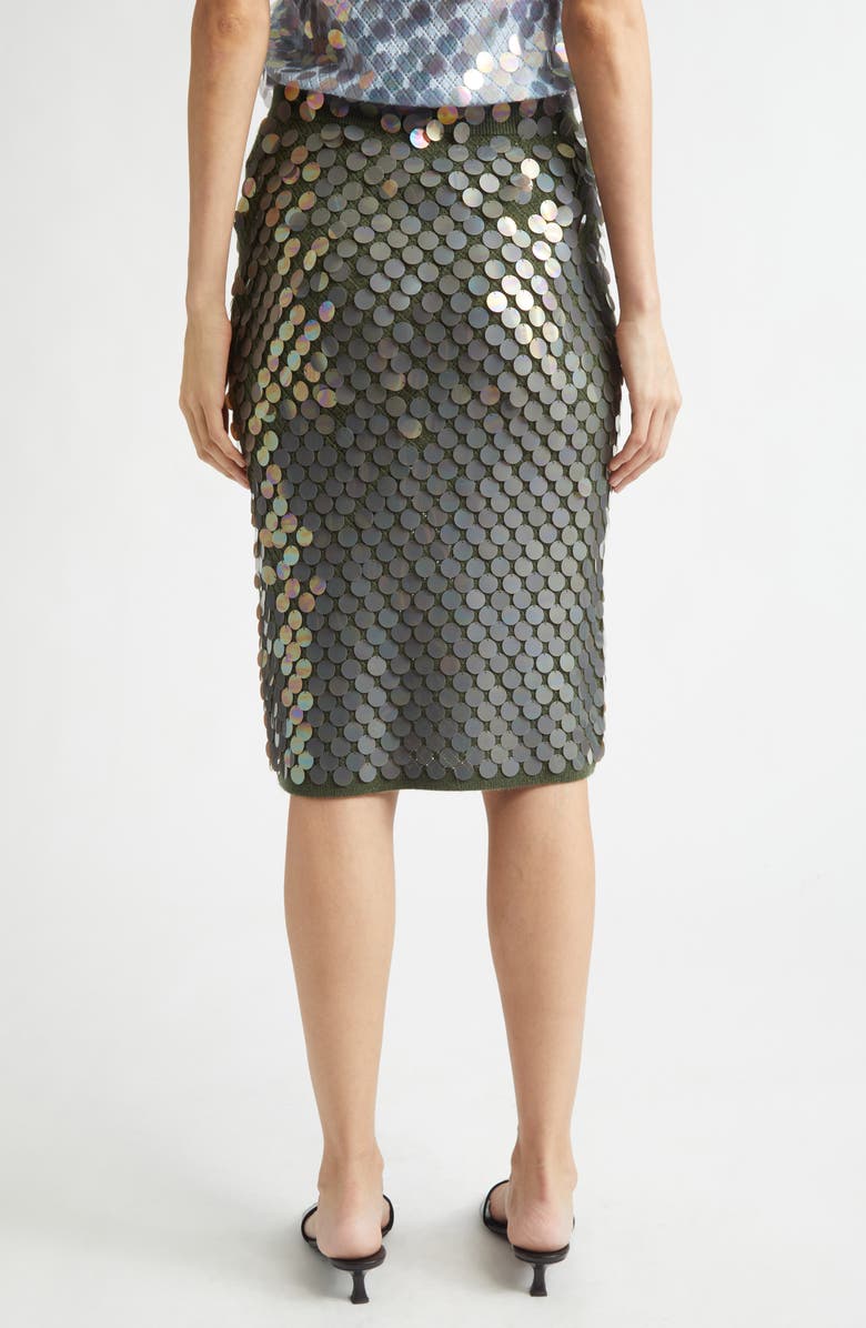 ZANKOV Matteo Pointelle Knit Paillette Merino Wool & Cashmere Sweater Skirt, Alternate, color, Olive