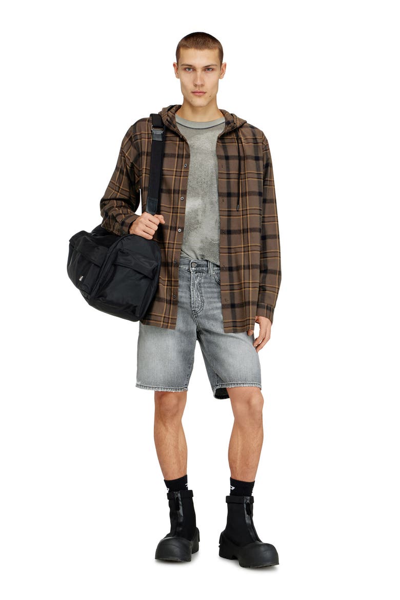 Regular-Short Distressed Denim Shorts, Alternate, color, 008 - BLACK/ DENIM