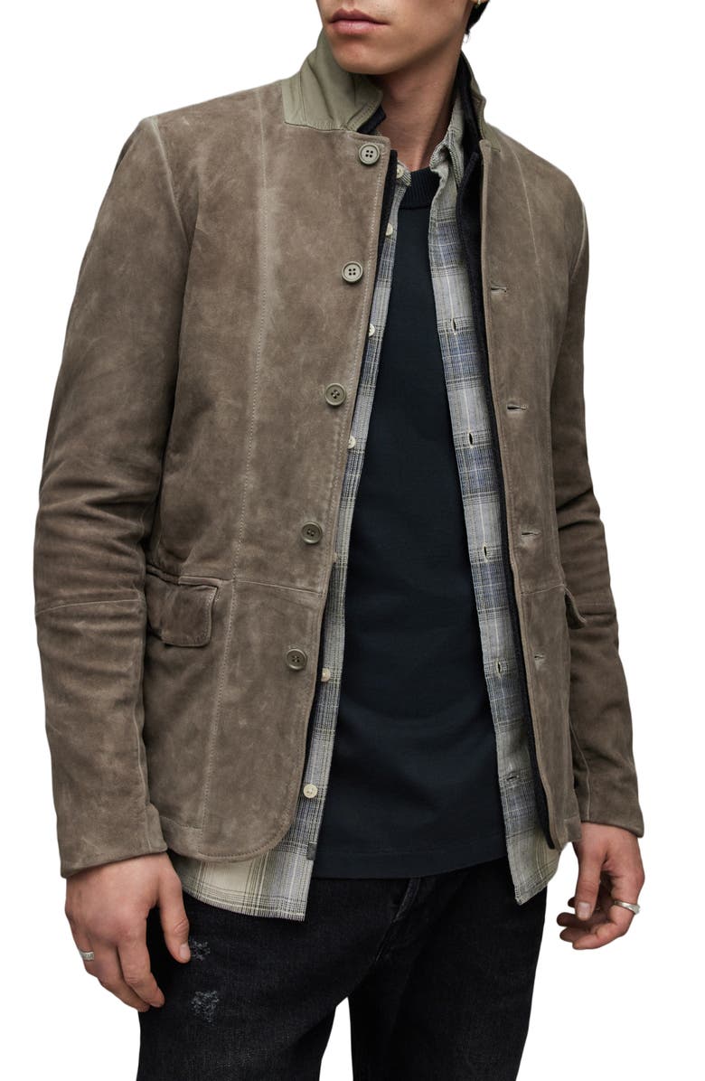 AllSaints Survey Double Layer Leather Blazer, Alternate, color, 