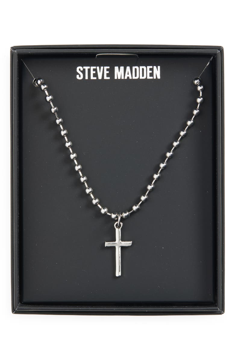 Steve Madden Gender Inclusive Fine Cross Pendant Necklace, Main, color, 