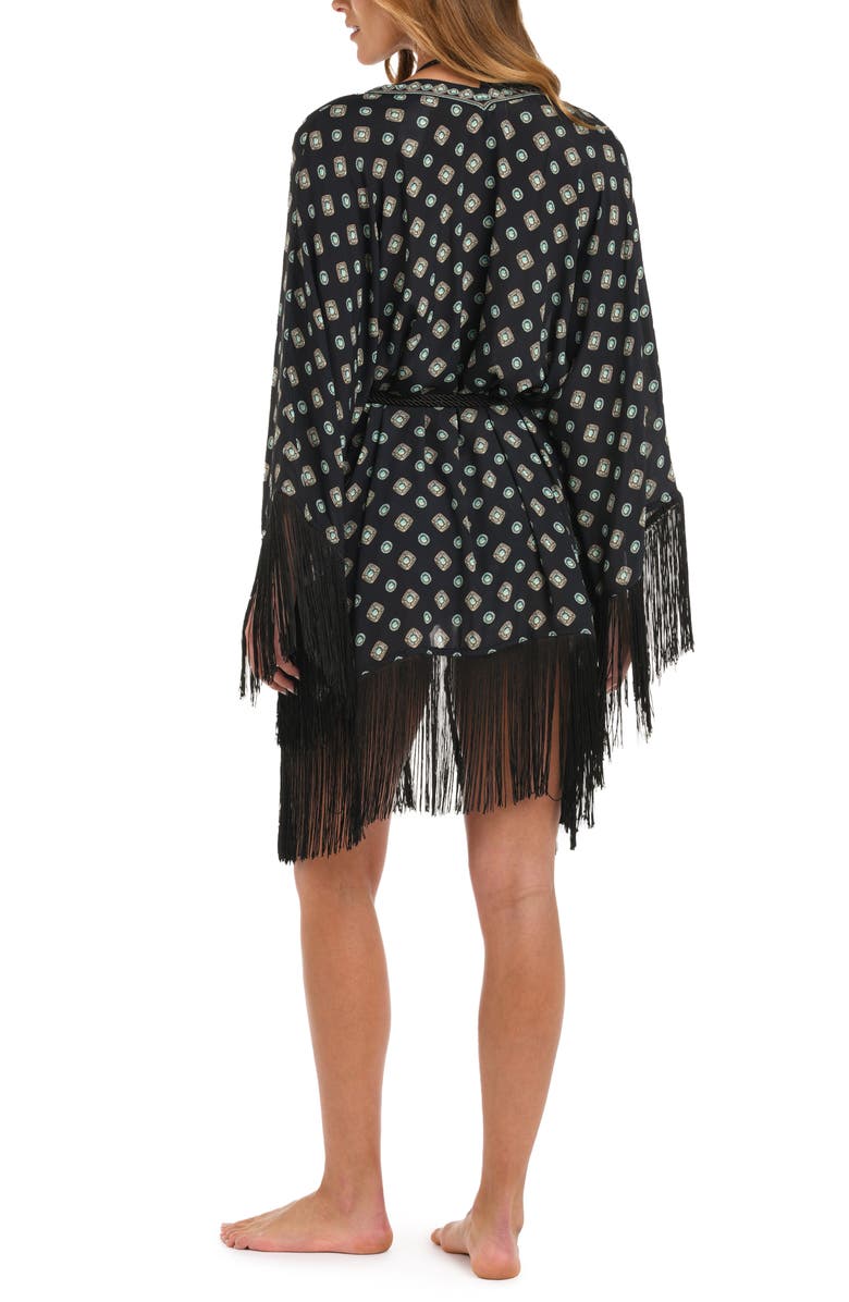 L'AGENCE Caterina Southwestern Fringe Cover-Up, Alternate, color, Black