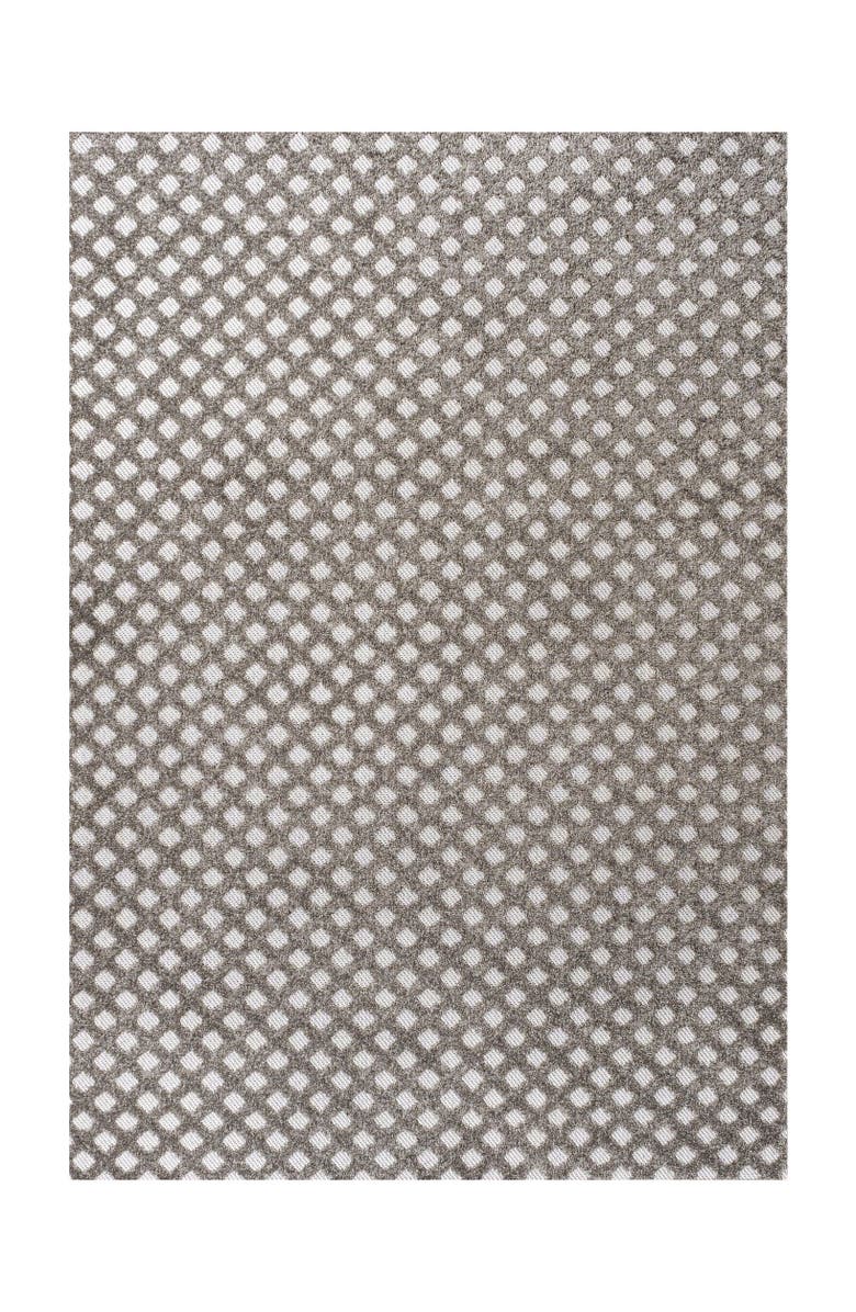 JONATHAN Y Rabat High-Low Pile Mini-Diamond Trellis Indoor/Outdoor Area Rug, Alternate, color, Dark Gray/Ivory