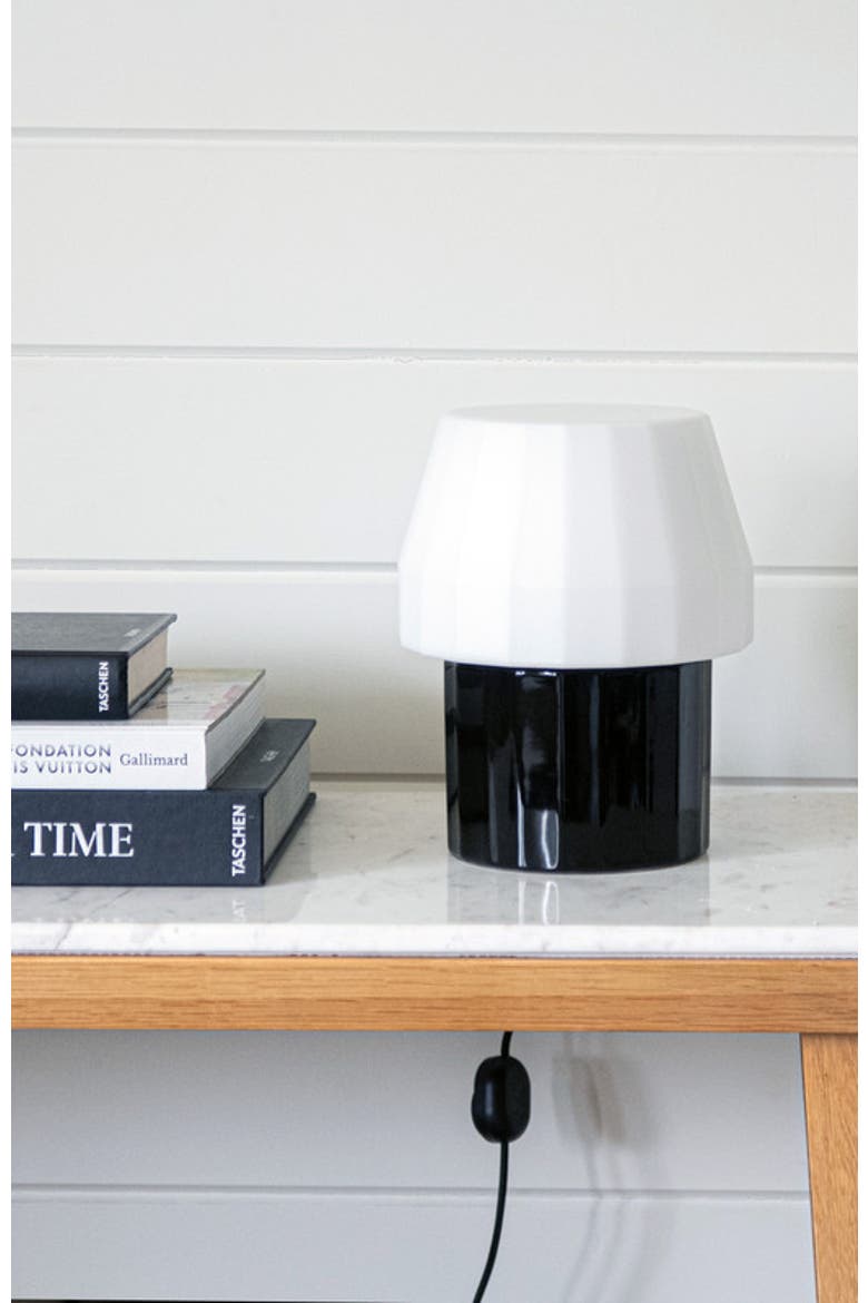 Duke 9" Modern Ceramic LED Desk Lamp with Glossy Black Base and White Shade, Bulb Included, Alternate, color, Classic black