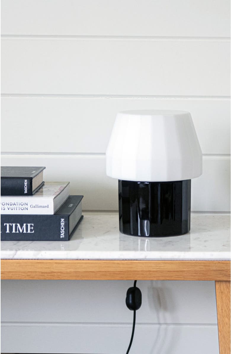 Brightech Duke 9" Modern Ceramic LED Desk Lamp with Glossy Black Base and White Shade, Bulb Included, Alternate, color, Classic Black