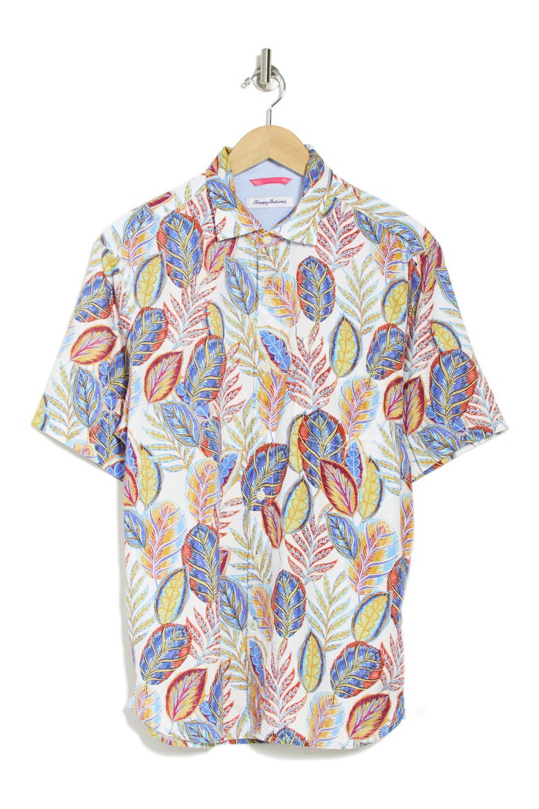 Festival Fronds Short Sleeve Shirt, Alternate, color, WHITE