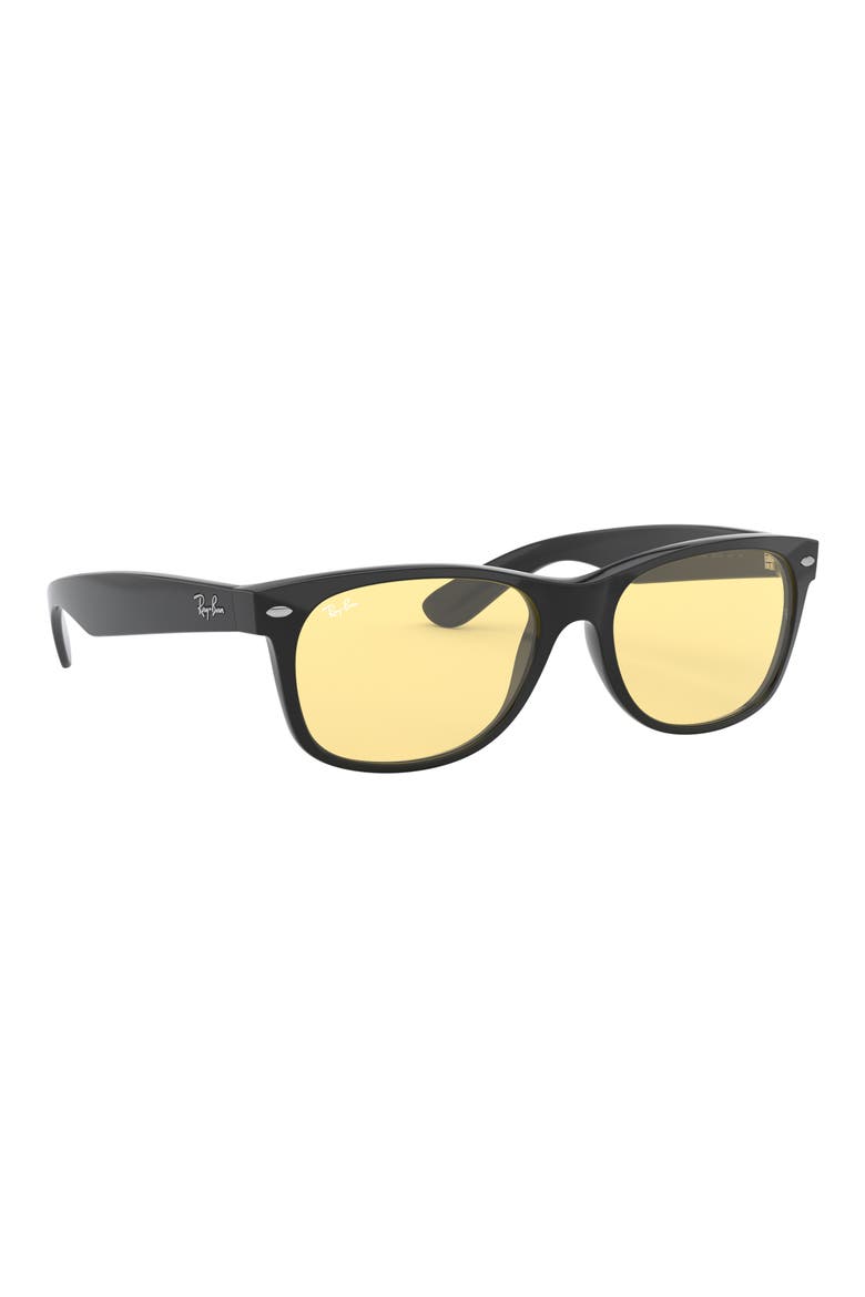 New Wayfarer 55mm Rectangular Sunglasses, Alternate, color, BLACK / YELLOW