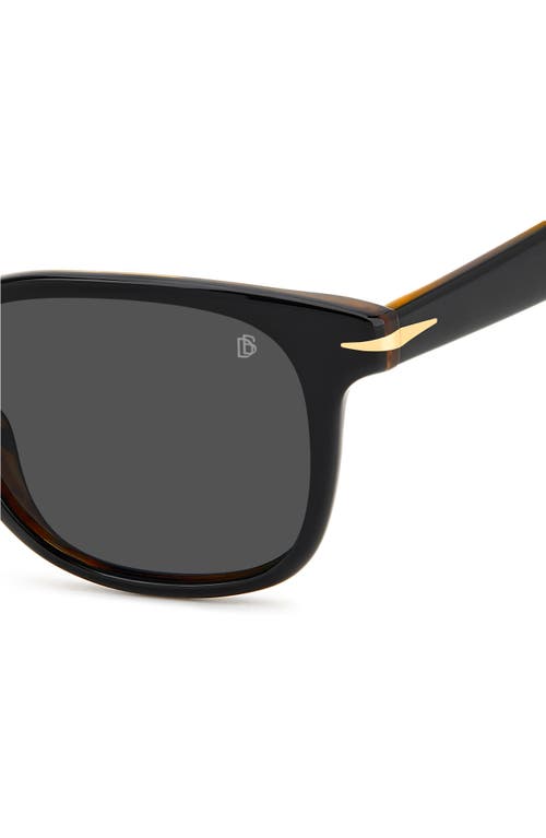 David Beckham Eyewear 53mm Rectangular Sunglasses In Black Striped Brown/grey Ar