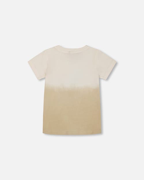 Deux Par Deux Little Boy's Short Sleeve Organic Cotton Graphic Tee Gradient White And Beige In Gradient White And Beige