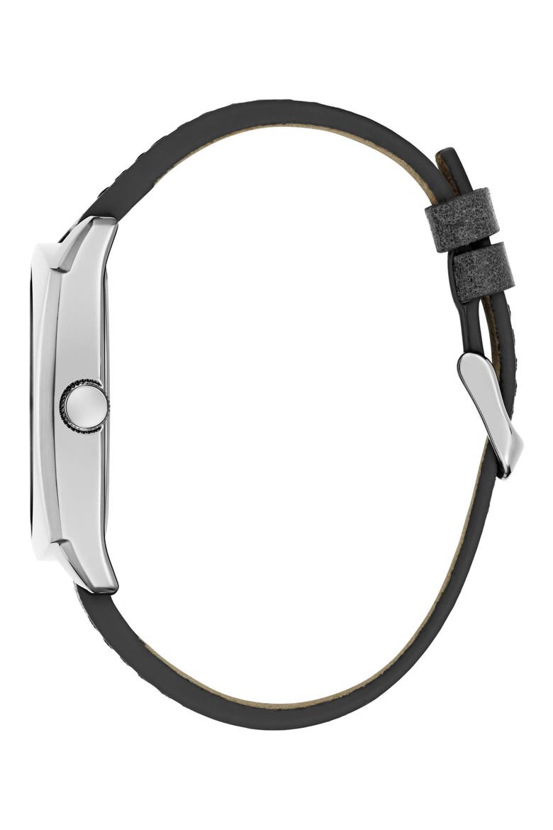 Xander Leather Strap Watch, 40.5mm, Alternate, color, BLACK