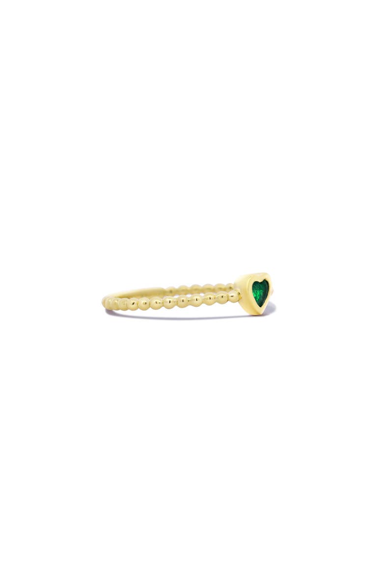 The Lovery Fine Jewelry Emerald Bezel Heart Ring, Alternate, color, Emerald