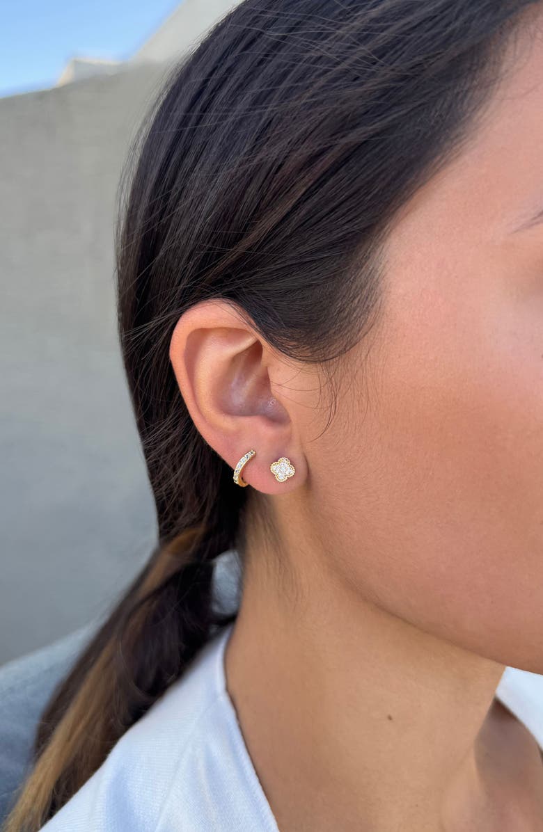 Adornia Set of 2 Cubic Zirconia Huggie Hoop Earrings, Alternate, color, Gold