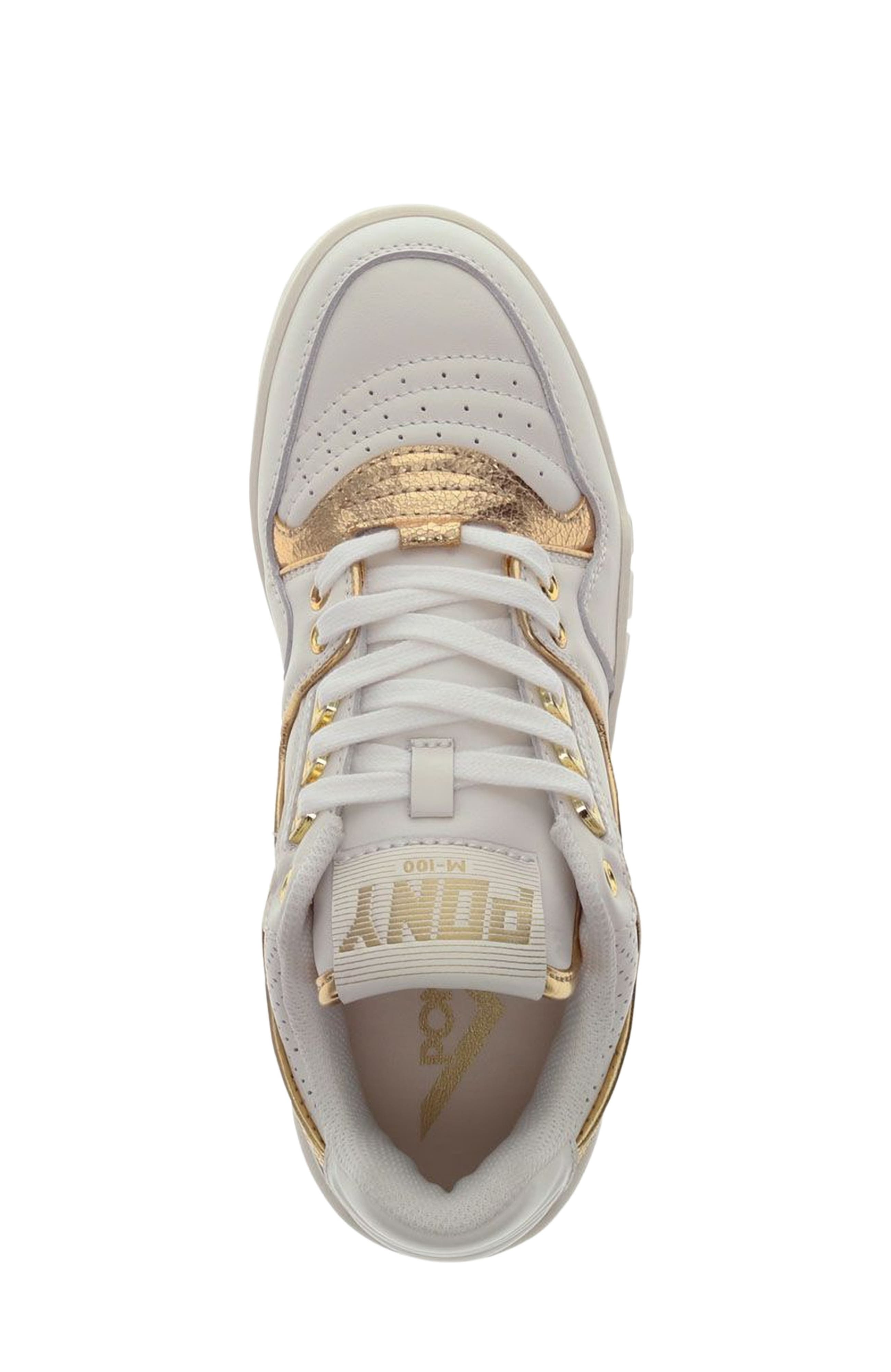 PONY M100 Low Metallic Sneakers, Alternate, color, Snow White/Gold