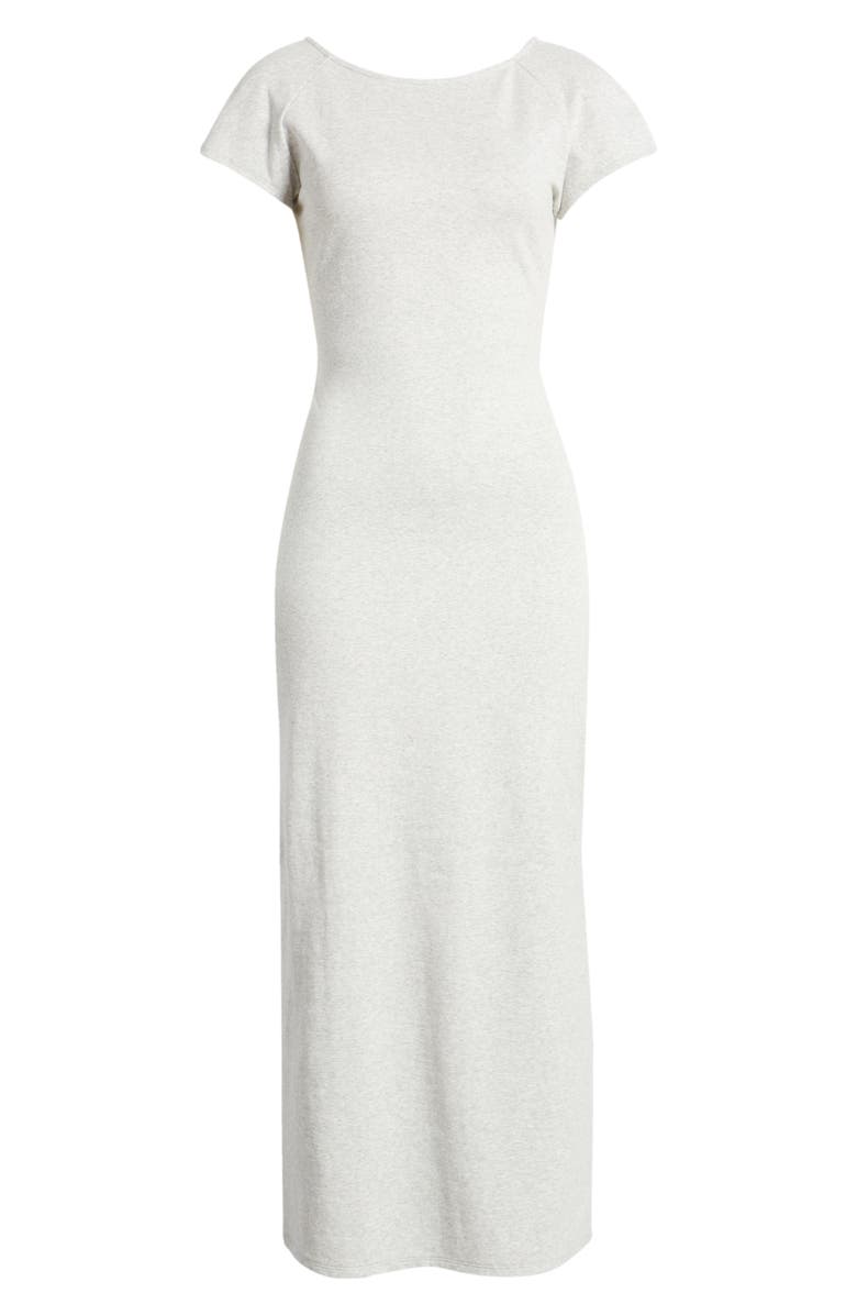 BP. Open Back Stretch Cotton Knit Midi Dress, Alternate, color, Heather Grey