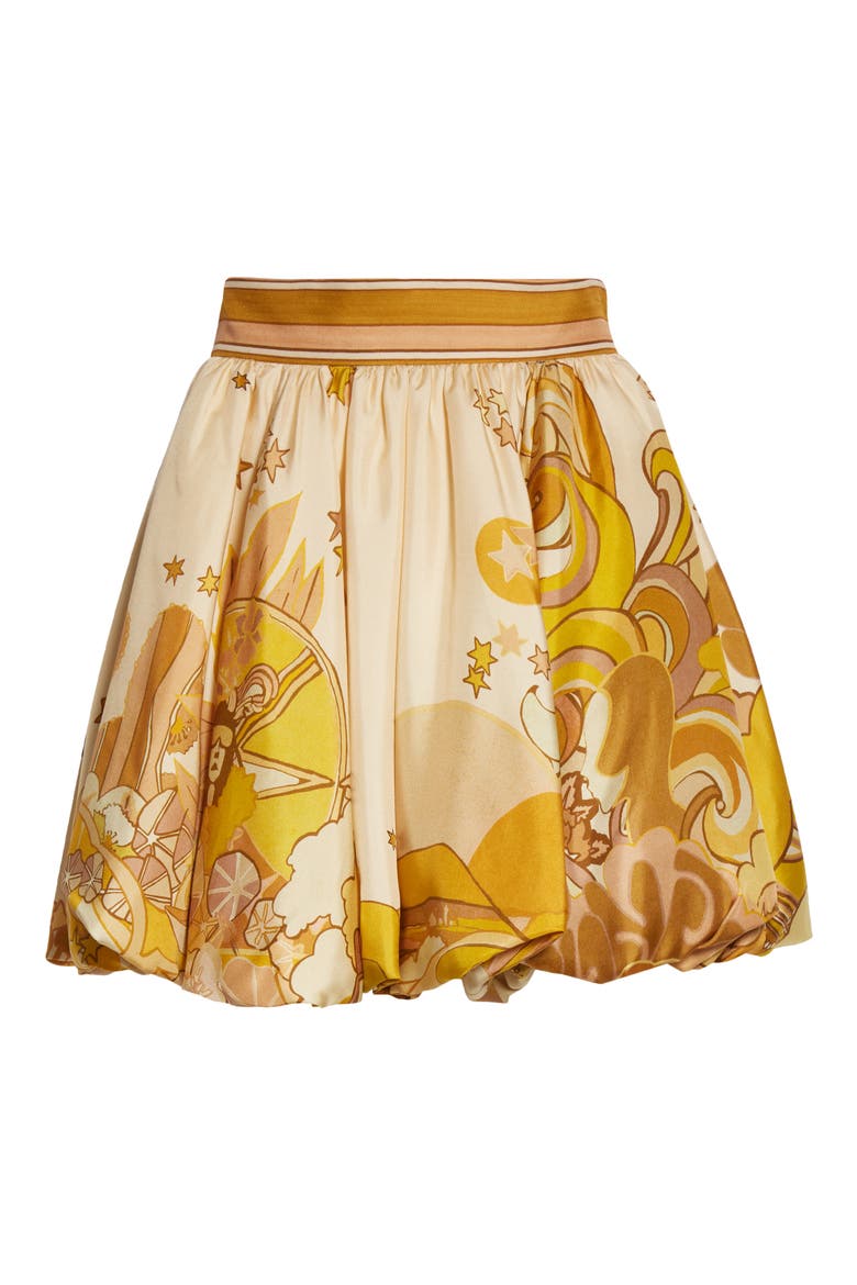 Tempo Print Bubble Hem Miniskirt, Alternate, color, HONEY COLLAGE
