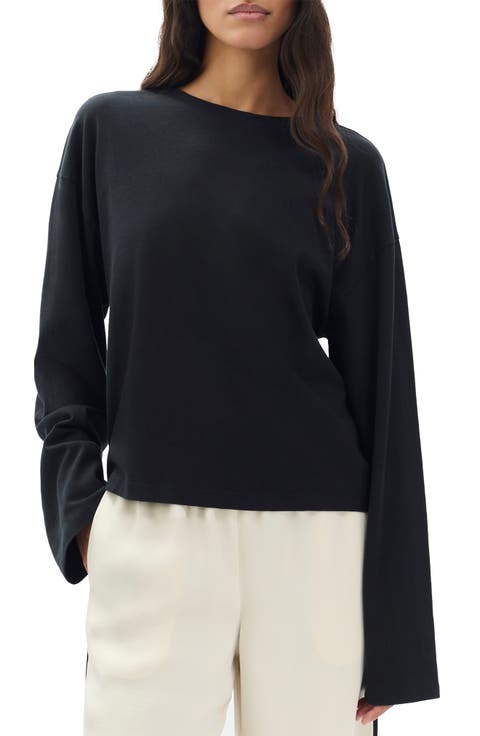 Kelley Boxy Long Sleeve Cotton Jersey T-Shirt