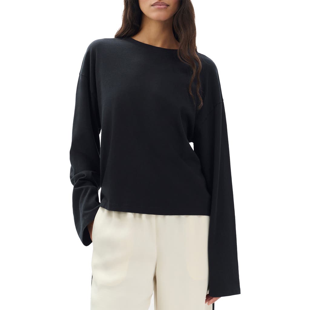 Rag & Bone Kelley Boxy Long Sleeve Cotton Jersey T-shirt In Black