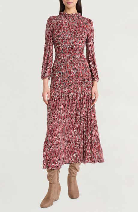 The Good Journey Smocked Long Sleeve Maxi Dress