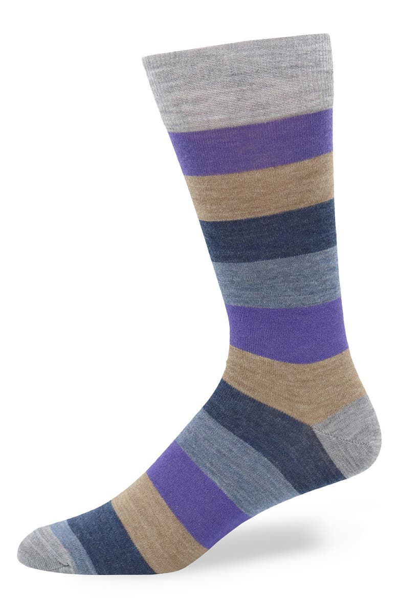 Lorenzo Uomo Stripe Wool Blend Dress Socks, Main, color,