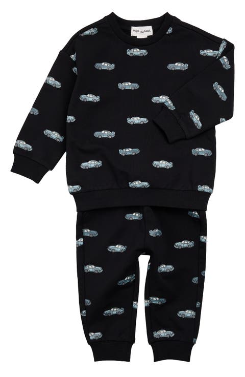 Racecar Stretch Organic Cotton French Terry Sweatshirt & Joggers Set