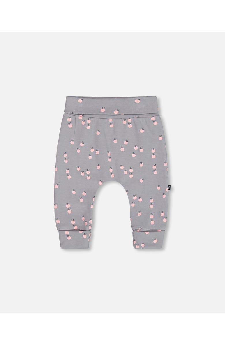 Deux par Deux Baby Girl's Organic Cotton Evolutive Pant Gray Printed Apples, Main, color, 