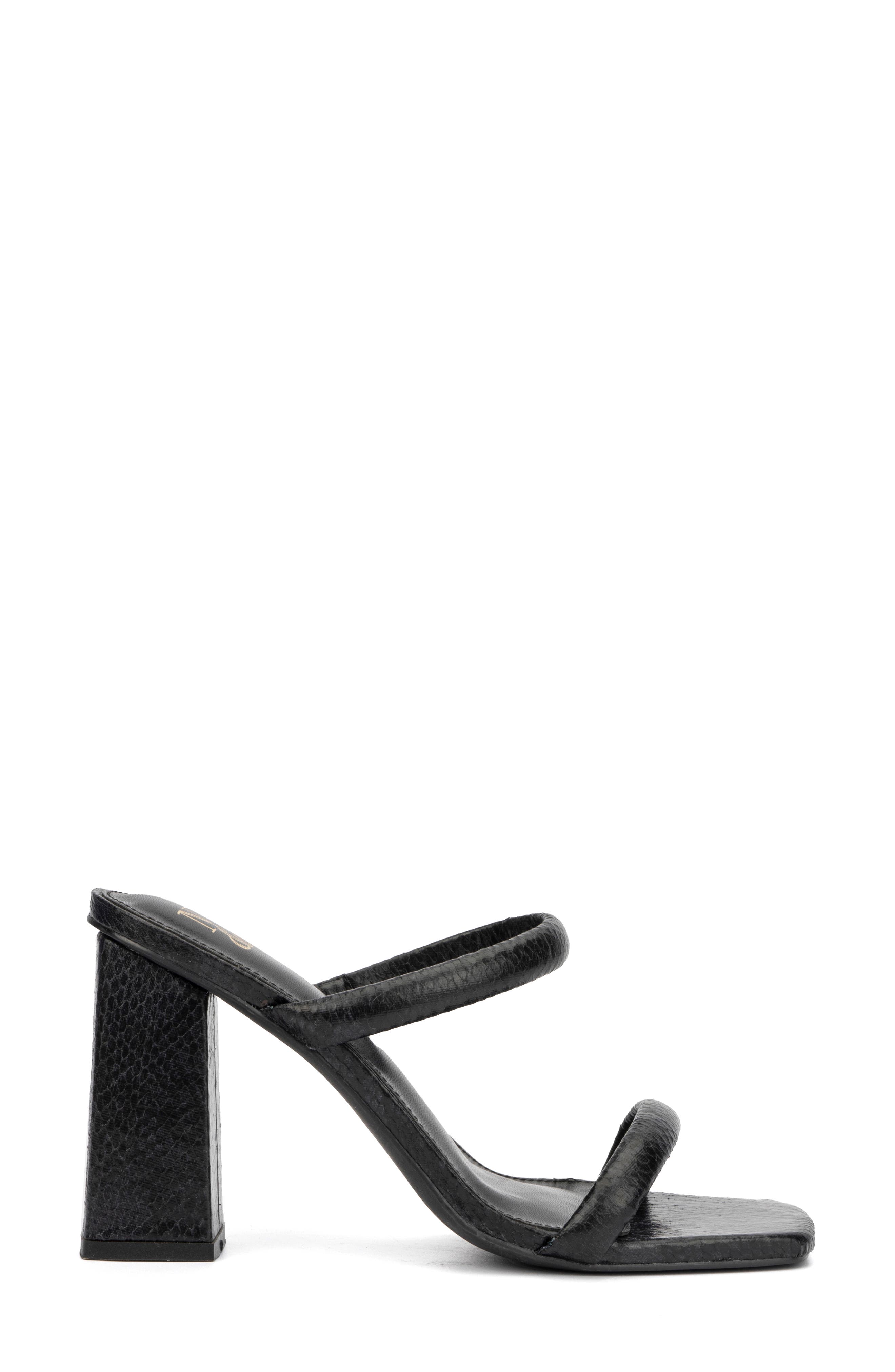 NEW YORK AND COMPANY Galina Faux Leather Block Heel Sandal, Alternate, color, Black