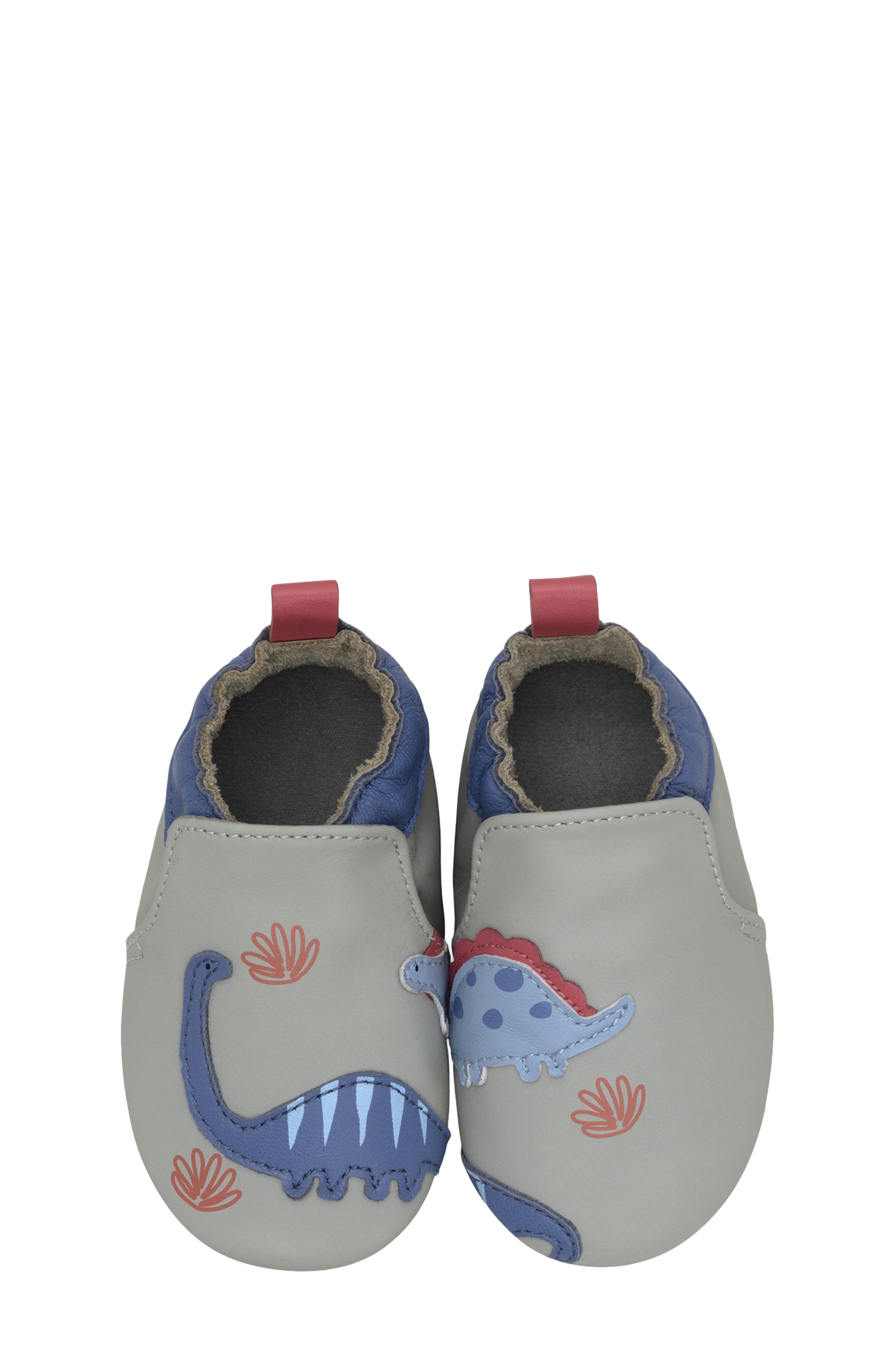 Robeez<sup>®</sup> Dino Pals Leather Crib Shoes, Alternate, color, Grey