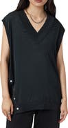 AllSaints Bern Side Snap Mixed Media Sweater Tank