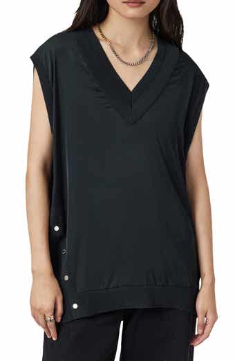 Bern Side Snap Mixed Media Sweater Tank