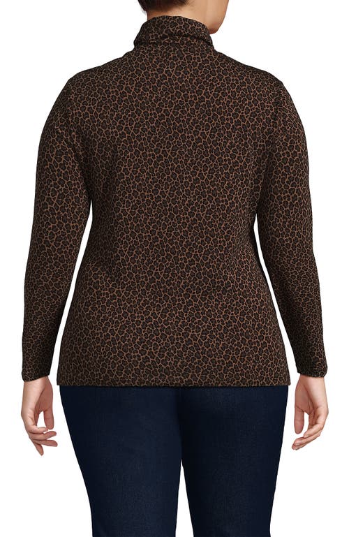 Lands' End Lightweight Jersey Skimming Long Sleeve Turtleneck In Brown