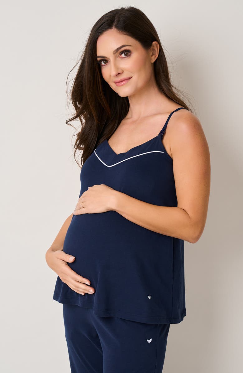 Petite Plume The Cozy Maternity Tank, Pants & Robe Set, Alternate, color,