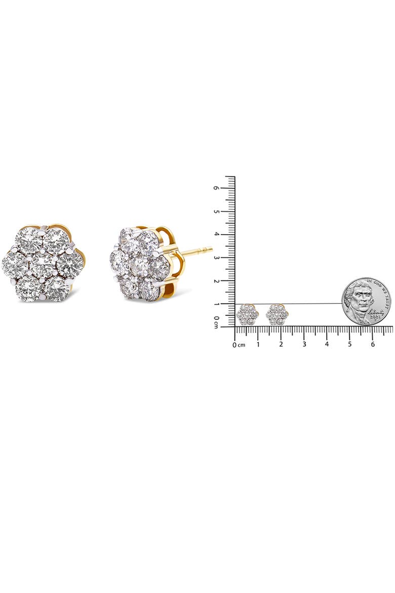 14K Yellow Gold 2.0 Cttw Diamond Floral Cluster Stud Earring, Alternate, color, Yellow