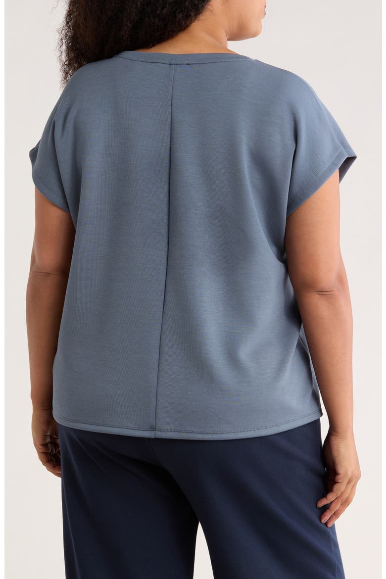 Cap Sleeve Scuba Knit T-Shirt, Alternate, color, DEEP SLATE BLUE