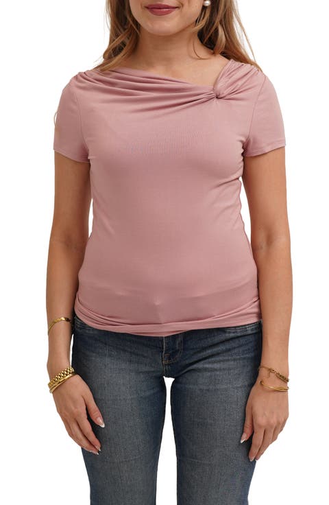 Asymmetrical Neckline Gathered Jersey Top
