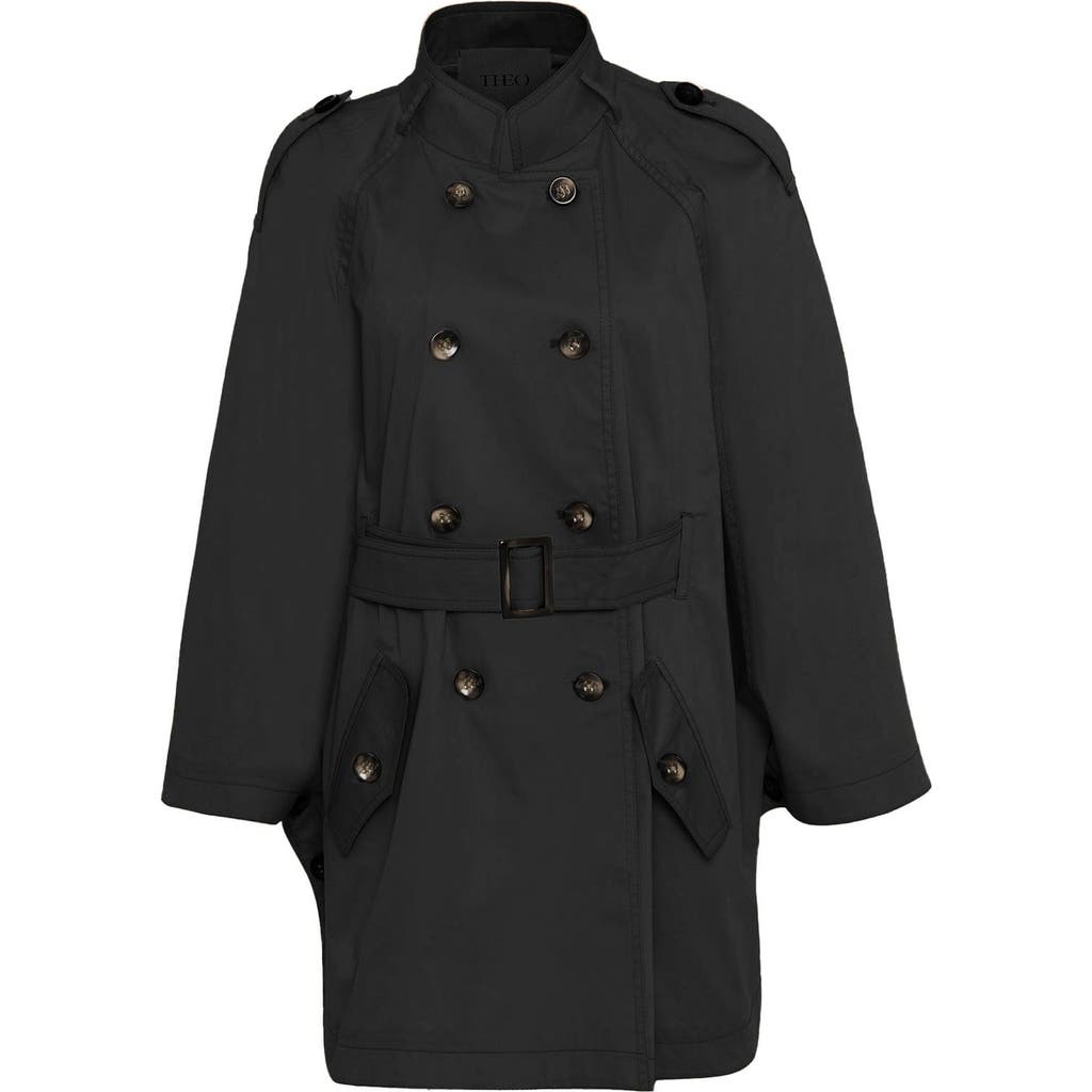 Theo The Label Chloe Trapunto Trench Cape In Black