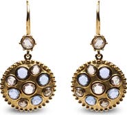 Haus of Brilliance 18K Gold 1 2/3 Cttw Diamond and Blue Sapphire Gemstone Medallion Dangle Earrings