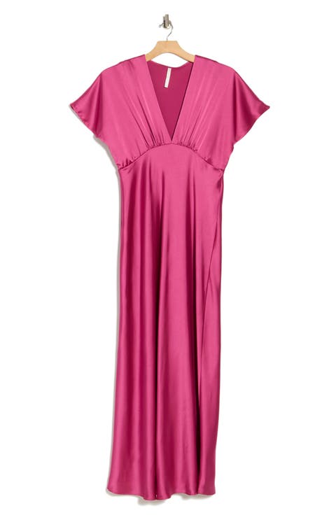 V-Neck Satin Dress (Plus Size)