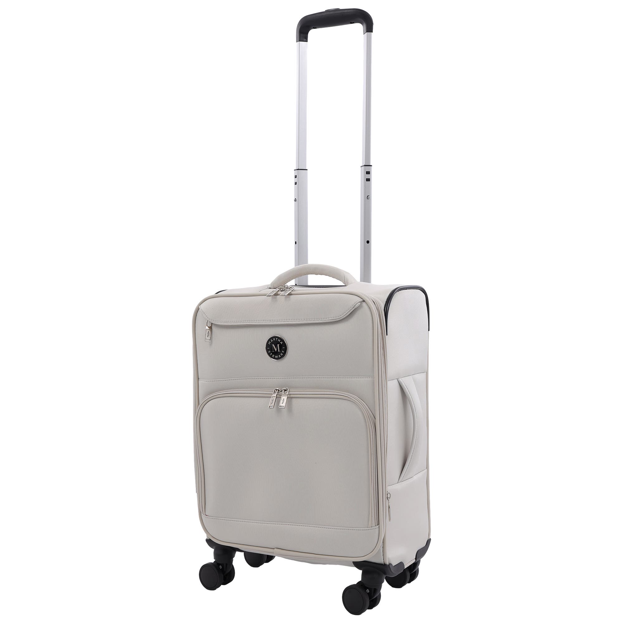MARTHA STEWART 22" Softside Carry-On Luggage - Expandable Spinner with 8 Wheels & Front Zip Pockets, Main, color, Light Grey