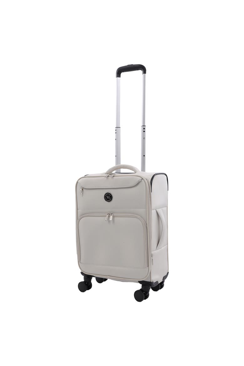 22" Softside Carry-On Luggage - Expandable Spinner with 8 Wheels & Front Zip Pockets, Main, color, LIGHT GREY