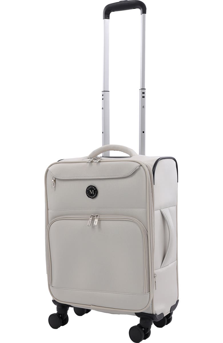 MARTHA STEWART 22" Softside Carry-On Luggage - Expandable Spinner with 8 Wheels & Front Zip Pockets, Main, color, Light Grey