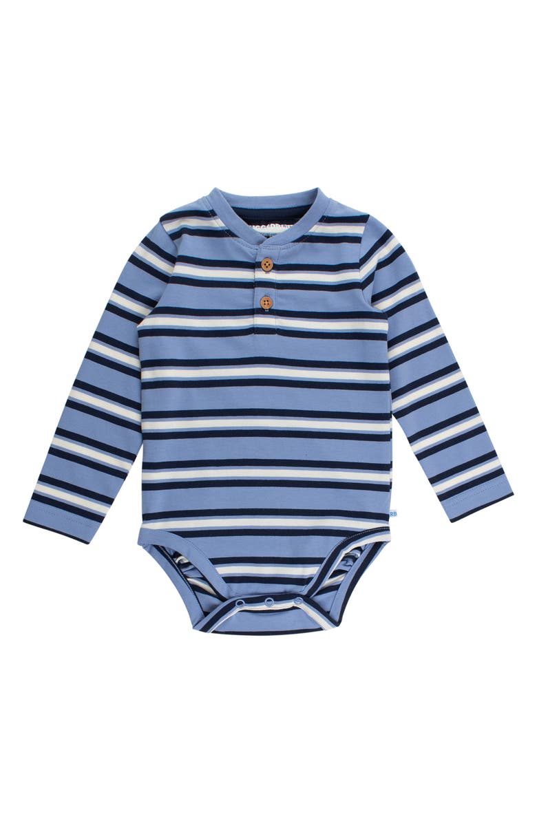 RuggedButts Stripe Long Sleeve Cotton Romper, Main, color, Blue