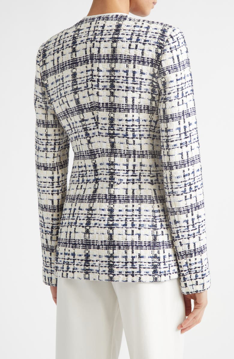 ST. JOHN Amara St. Tropez Plaid Tweed Jacket, Alternate, color, Ecru/Bright White/Black Multi