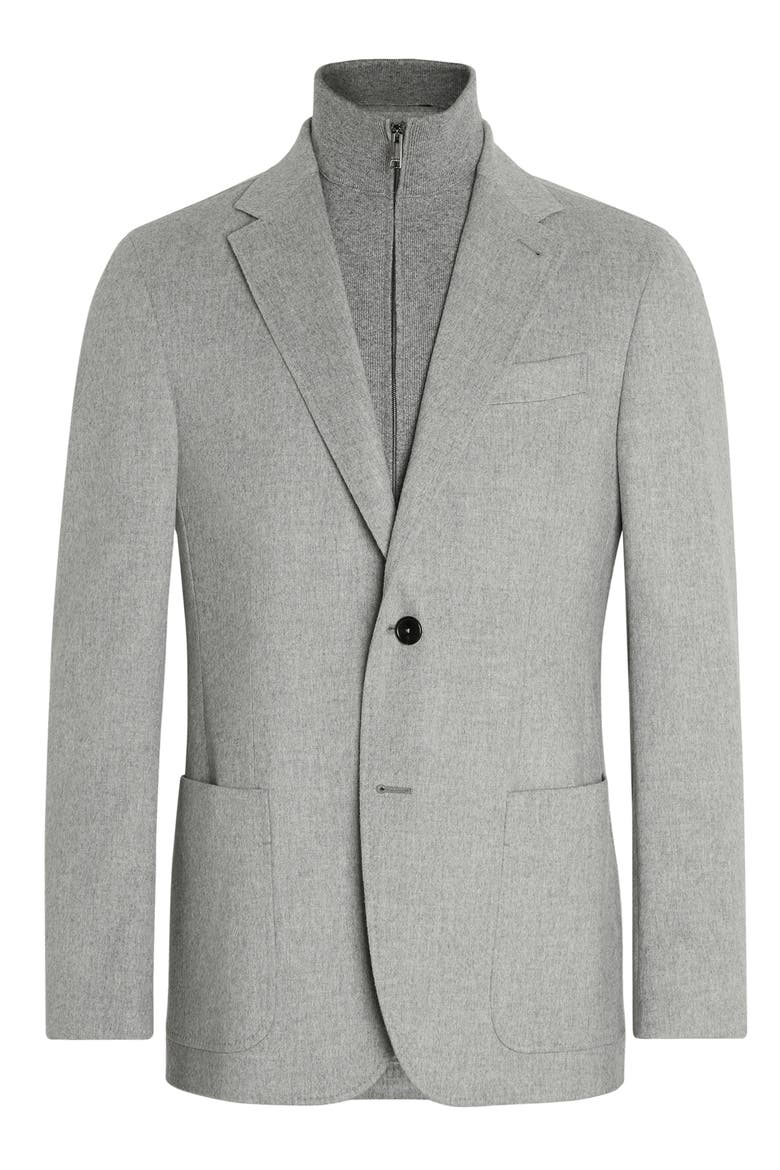 Oasi Cashmere Sport Coat with Detachable Bib, Alternate, color, GREY MELANGE