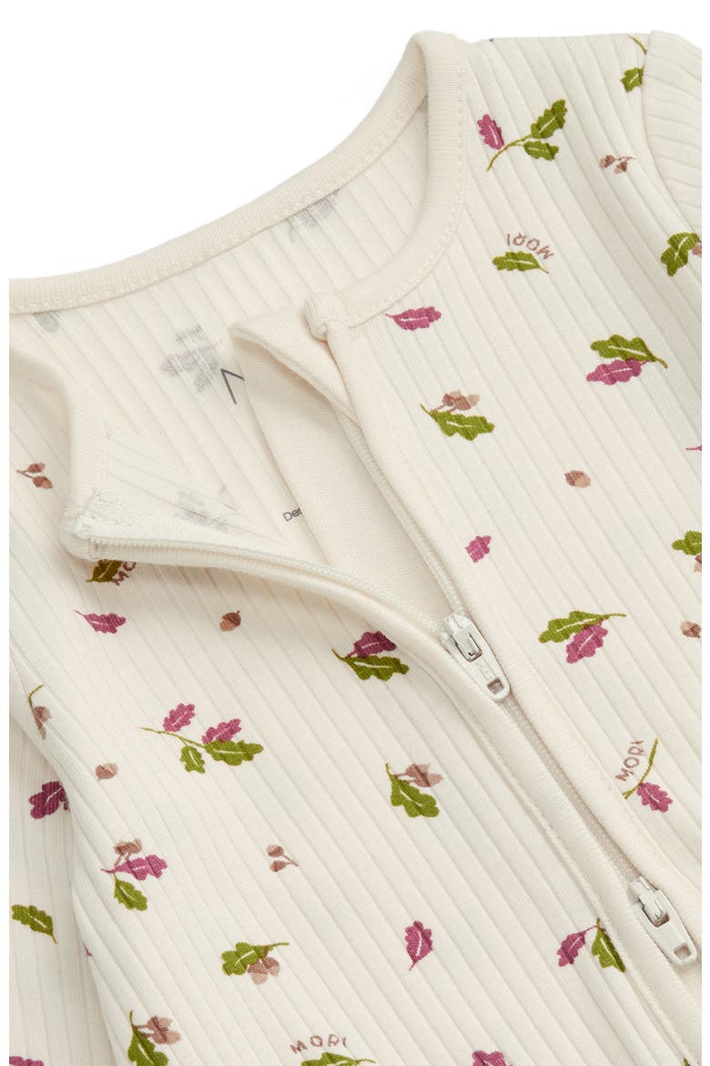 Ribbed Two Way Zip-Up Sleepsuit, Alternate, color, Autumn Leaf Woodland Gardenia